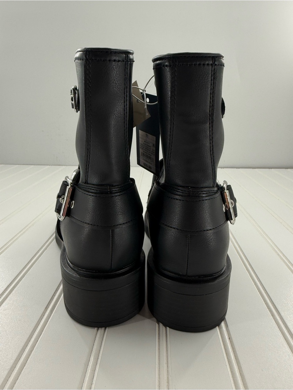 NWT Connor Harness Buckle Ankle Steampunk Emo Chunky Black Biker Boots  Size 11 - Picture 5 of 11